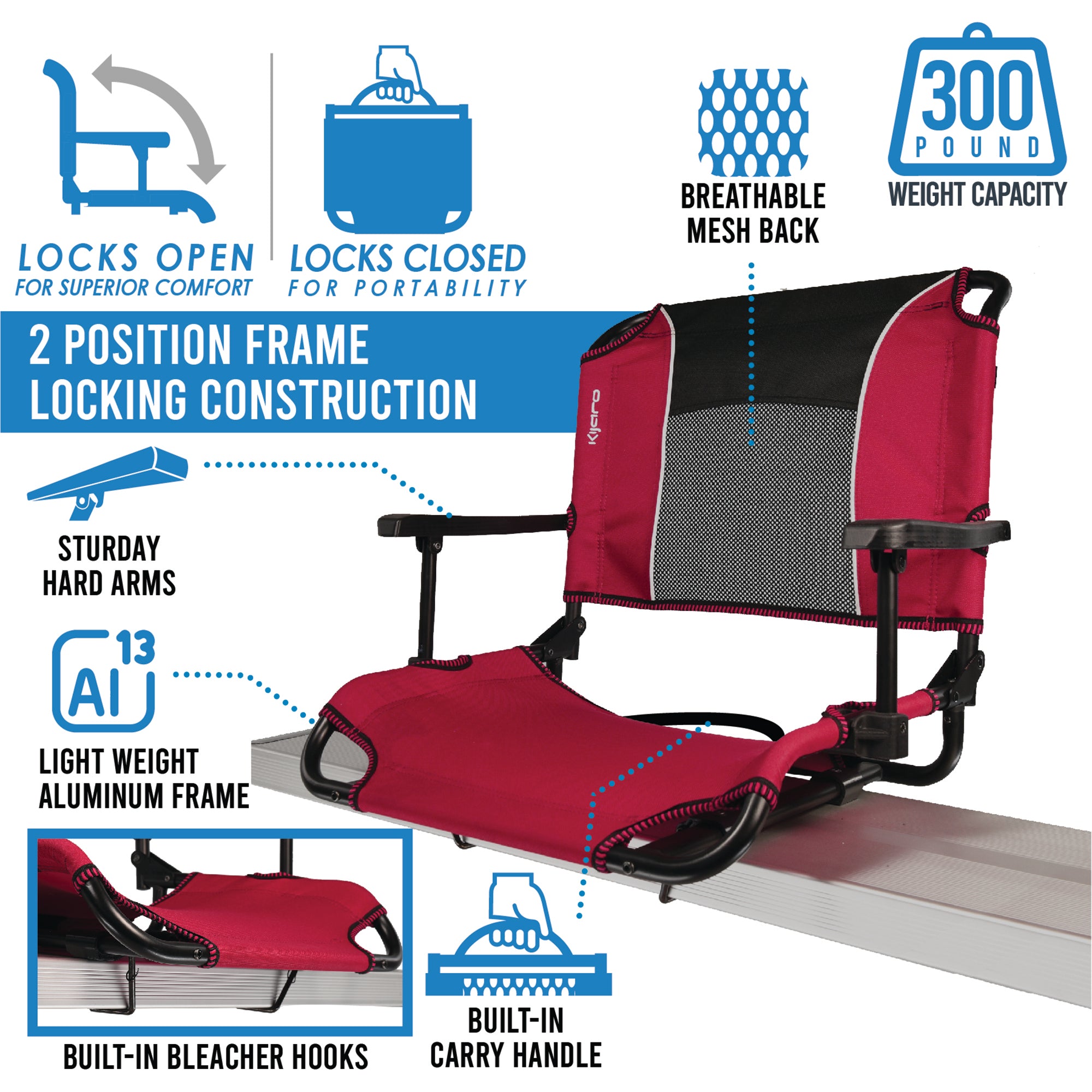 Dual Lock Stadium Seat with Arms